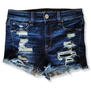 American Eagle AE Next Level Stretch Hi Rise Shorts Cut Off Distressed Womens 4